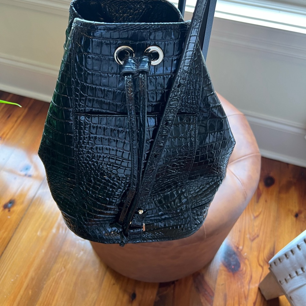 Brahmin Black Crocodile Embossed Shoulder Bag - Picture 2 of 15